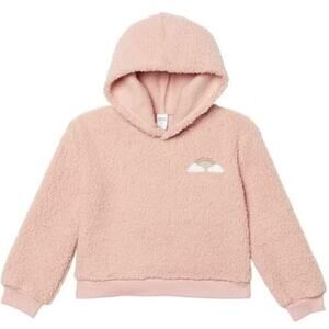 Harper Canyon Girls Cozy Faux Shearling Fleece Hoodie In Pink Smoke Rainbow Sz 5